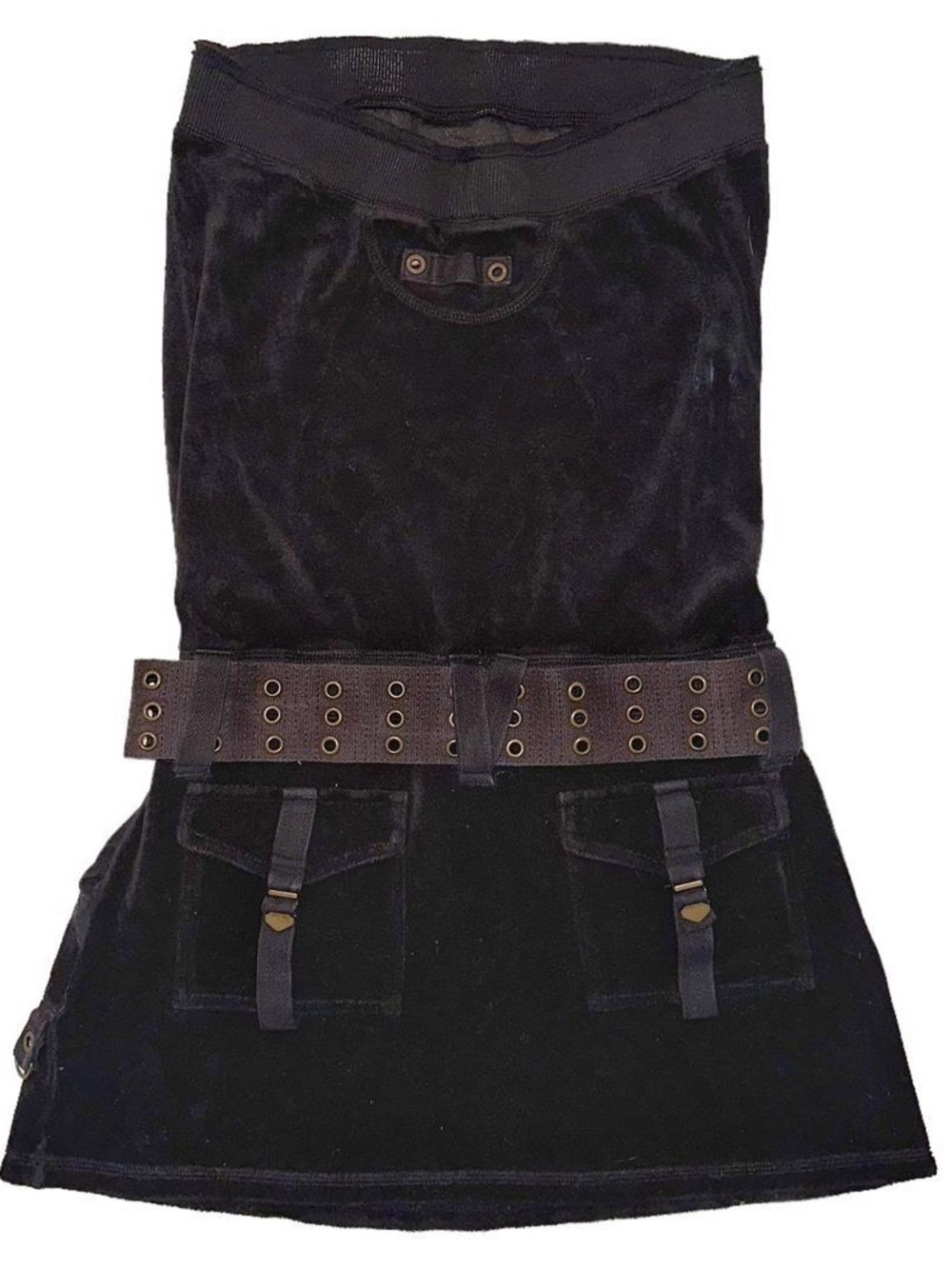 Juicy Couture Black Velvet Mini Dress with Belt
